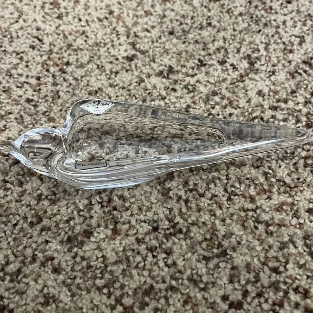 Mid-Century Vannes Of France Crystal Bird Pipe Stand Cigar Ashtray Org Sticker